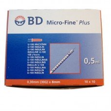 Шприц для инсулина BD Micro Fine plus 0,50 мл, 100 штук Шприц для инсулина BD Micro Fine plus 0,50 мл, 100 штук